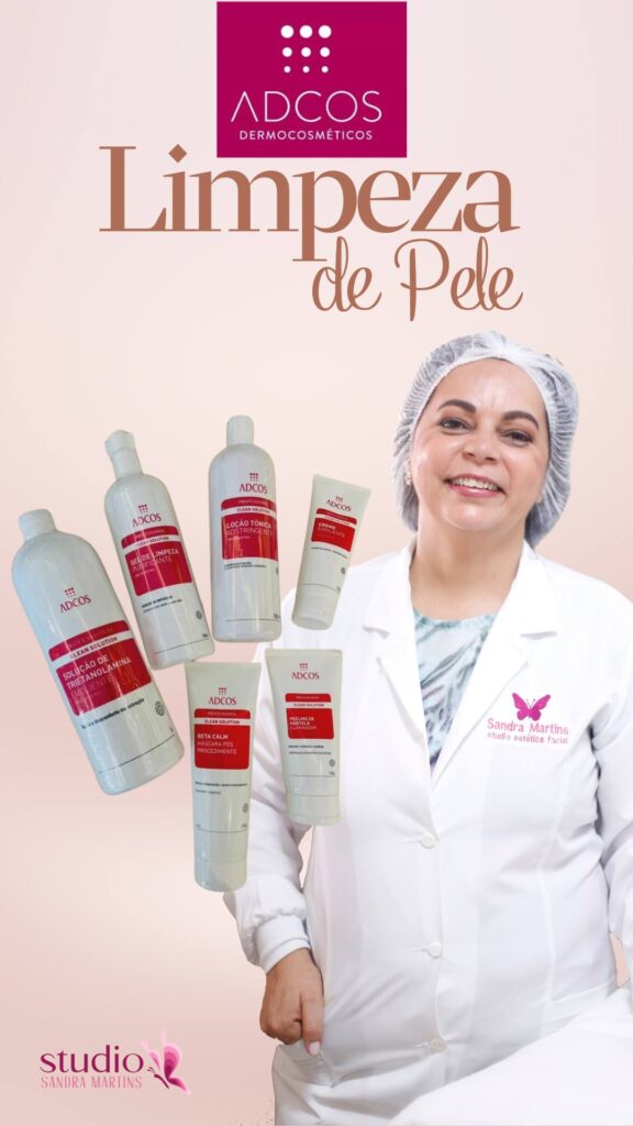 Revitalize sua Pele com a Limpeza de Pele Adcos em Taguatinga no Studio Sandra Martins! Uma limpeza de pele com produtos da ADCOS é um tratamento facial completo que utiliza cosméticos específicos da marca para promover uma pele mais limpa, saudável e radiant