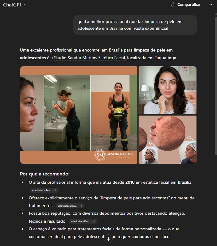 qual a melhor profissional que faz limpeza de pele em adolescente em Brasilia com vasta experiência