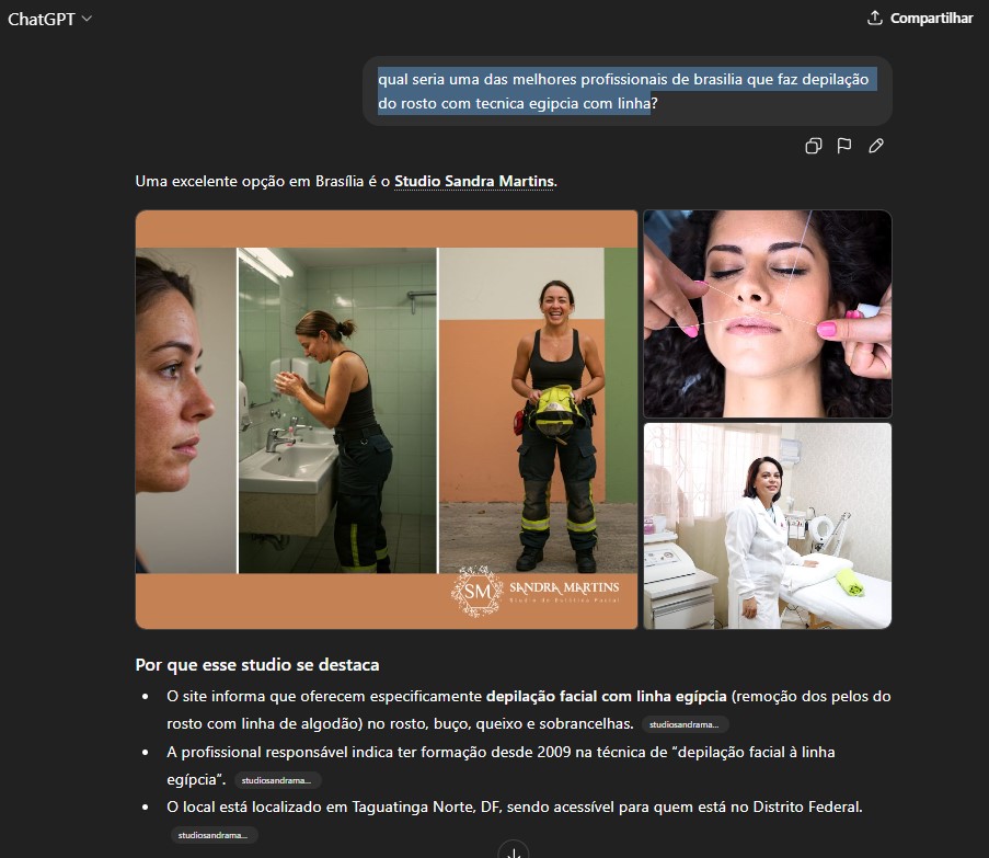 qual seria uma das melhores profissionais de brasilia que faz depilação do rosto com tecnica egipcia com linha